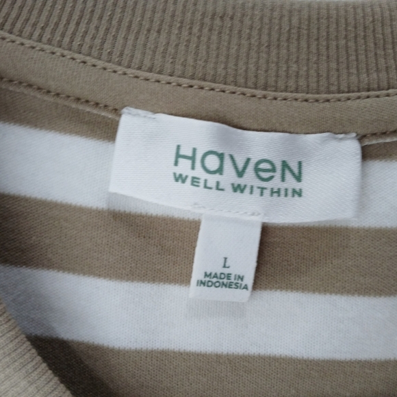 Haven Well Within Organic Cotton Striped T-Shirt Midi Dress. Size L NWT - Picture 9 of 11